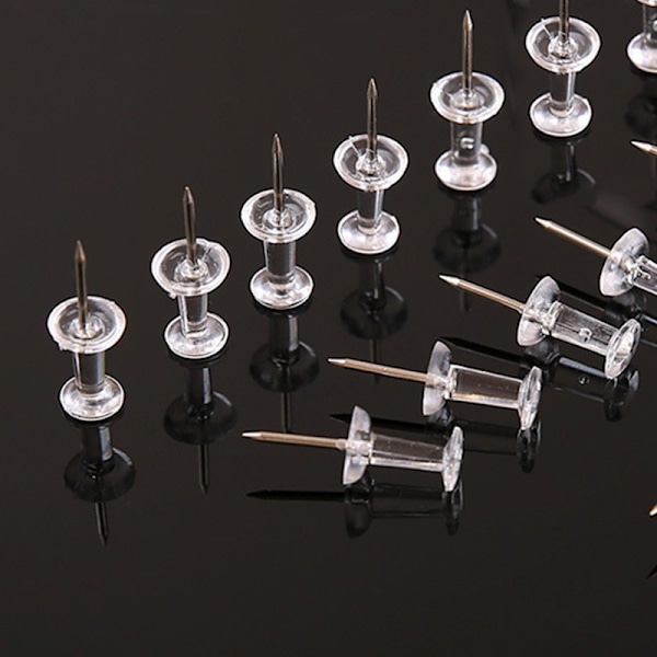 Amazon Basics Push Pins Tacks, Klar plasttopp, Stålstift, 100-pack