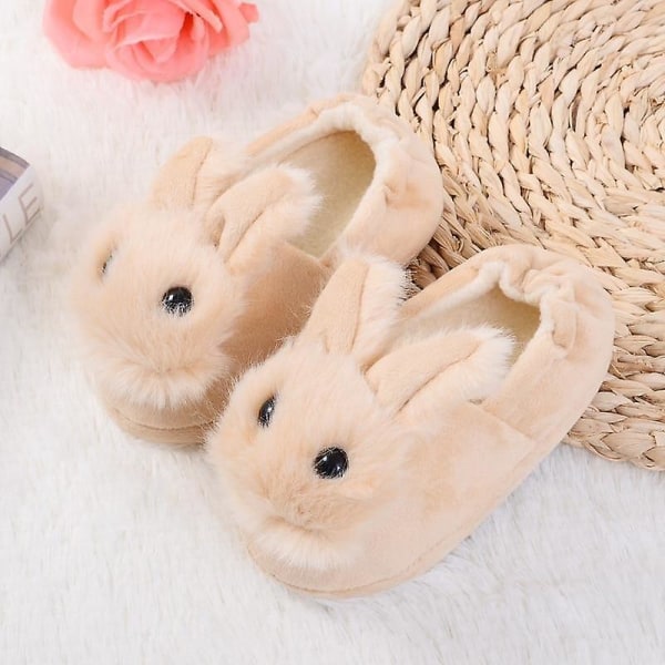 Cute Rabbit Ears, Plush Ball Warm Indoor, Cotton Slippers 17/18