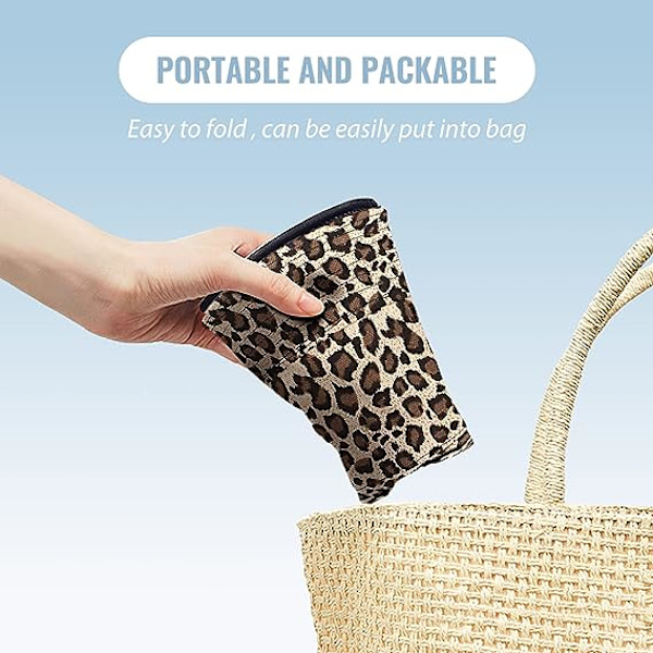 Reversibel Leopard Bucket Hat Bomull Fiskehatt Packable Cheetah Solhatt för Kvinnor och Män