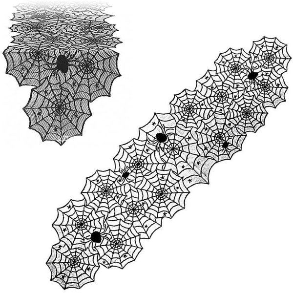 Halloween-pöytäliinan koristeet, musta hämähäkinseitti pöytäliina