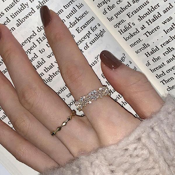 2 stk. Justerbar Åben Ring til Kvinder Zirconia Ringe til Kvinder Piger