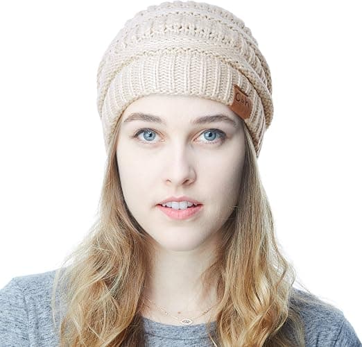 Mjuk stretchkabel stickad varm chunky mössa Skully vinterhatt
