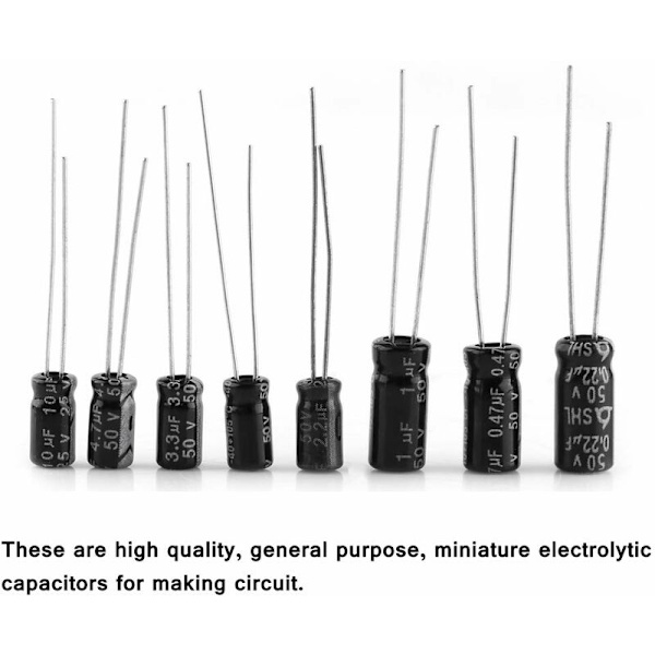Kondensatorsett, 500 stk 24 verdier Elektrolytisk kondensator Mikro Radial Aluminiumkondensatorer 0.1Uf〜1000Uf For Electronics Application