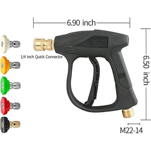 Højtryksrenser sprøjtepistol med 5 dyser, 4350 PSI 1/4" Quick Connect-skum