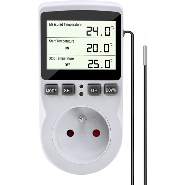 Termostat Stik, Digital Temperaturregulator, Digital Programmerbar Stik med Probe, Programmerbar Digital Timer, Varme Termostat Stik til Drivhus, Akvarium