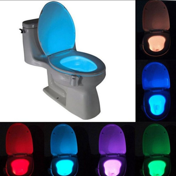 8 farvet toilet LED-lys - Toiletlys inde i toilettet