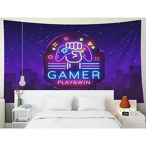 Gamer Play Win Logo Neon Skilt Skabelon Spil Nat i Stil Moderne