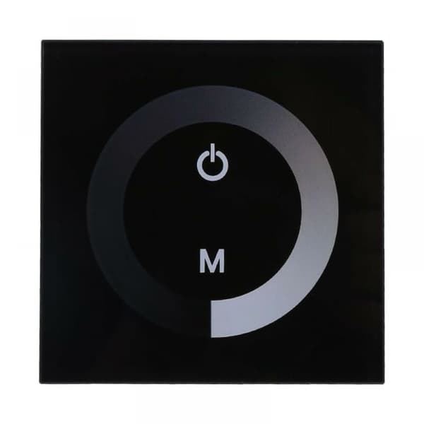 Lysdæmper, Dæmpbar LED Berørings Panel Enkelt Farve Dæmper Vægskifter Controller Berørings Panel LED Lysbjælke DC 12V-24V Stille med (Sort)