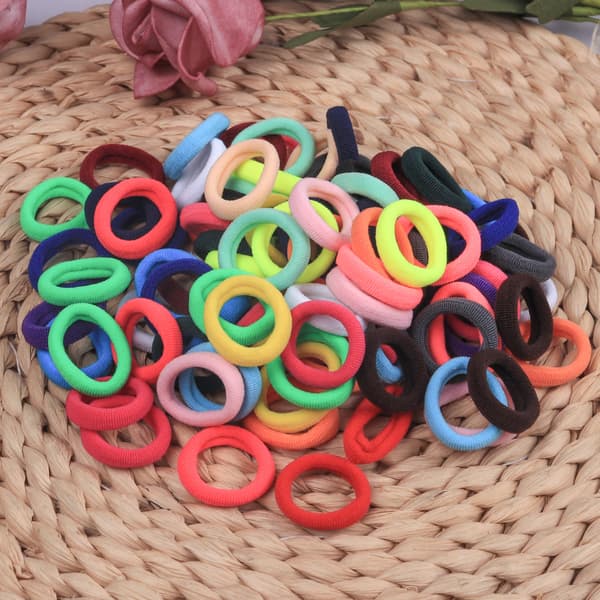 100 st elastiska hårband, repband, hästsvans, scrunchies, hårhållare