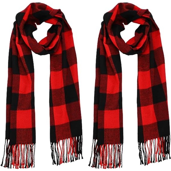 2 stk. Varme Tartan Rutete Sjekket Dame Vinter Skjerf og Wraps U