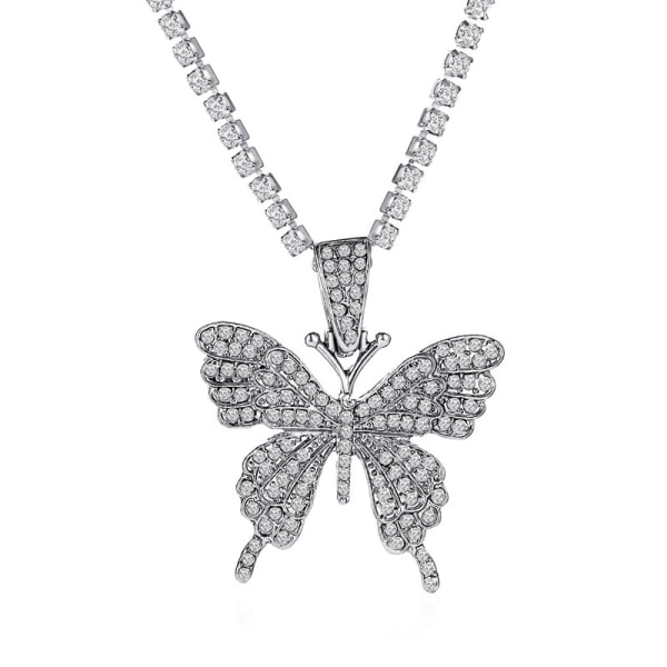 Crystal Butterfly Choker halsband Rhinestone hänge halsband kedja gnistrande men