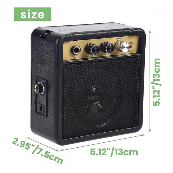 Mini Gitarrförstärkare Amp Högtalare 5w Med 6.35mm Ingång 14 Tum Hörlursutgång Stöder Volym- och Tonjustering