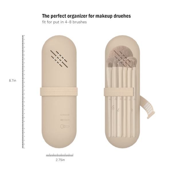 Makeupbørste Opbevaring Silikon Makeupbørste Holder Bærbar Makeupbørste Etui til Rejser Hjem Makeupbørste Organizer, Rejse Makeupbørste Etui