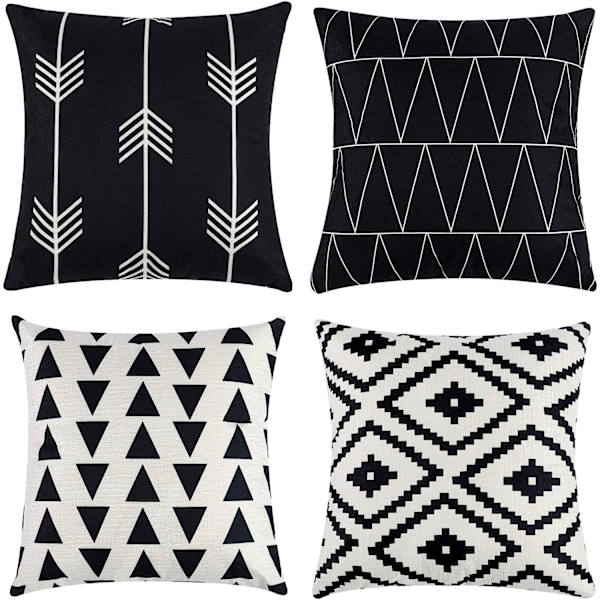Set med 4 dekorativa geometriska 18 x 18 tum prydnadskuddfodral