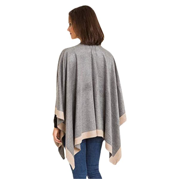 Shawl Wrap Poncho Kappe Cardigan Trøje Åben Foran til Efterår Vinter, Khaki