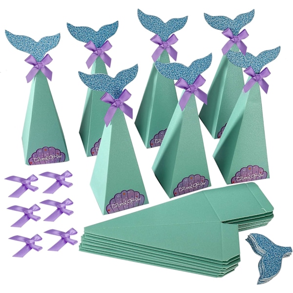 Mermaid Party Boxes Mermaid Candy Boxes Favor Bags för Mermaid Temat Bröllop, Brudparty, Baby Shower, Födelsedag Dekorationer (Pack of 20)