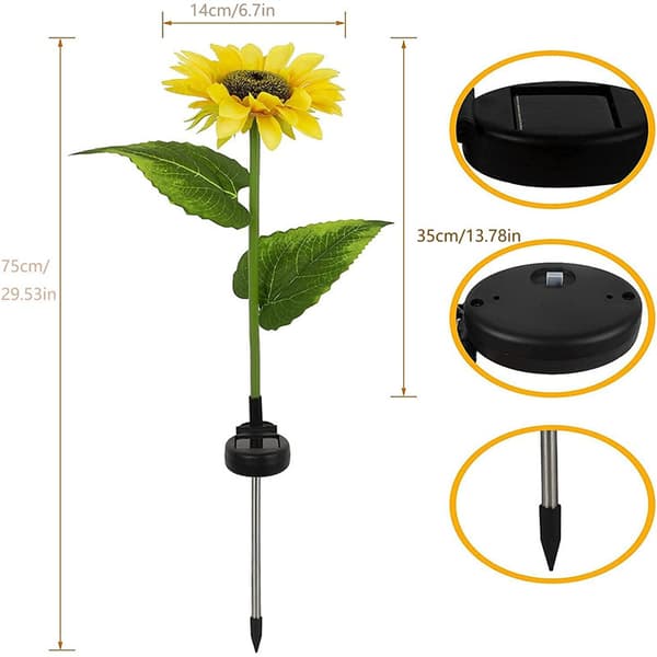 2-pack solroslampor för utomhusdekoration med 3 LED gula