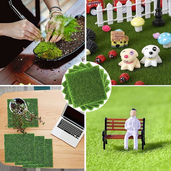 Kunstig grønn plenmatte, mini-simulerte plener, kunstig miniatyrgress