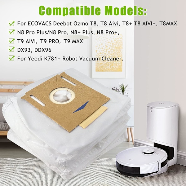 12 kappaleen pölynimuripussit ECOVACS DEEBOT N8+ N8 Pro+ N8 Pro