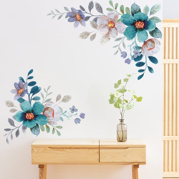 En uppsättning vackra blommiga väggdekaler Väggdekal Väggdekor