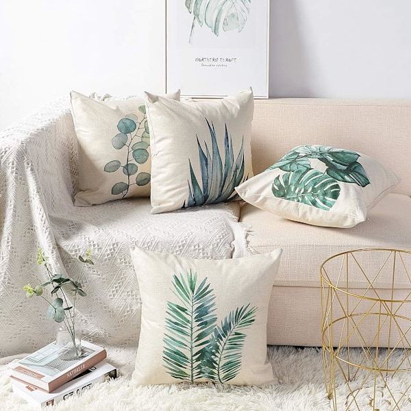 Sjelden perle 4 × lin look putetrekk 45cm x 45cm