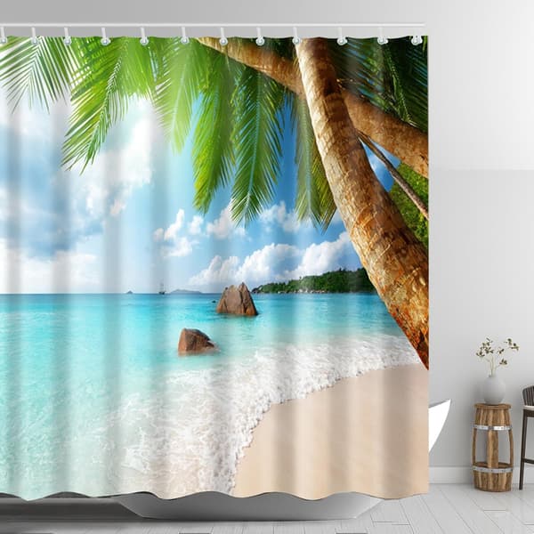 Tropisk strand badeforheng polyester vanntett stoff baderom