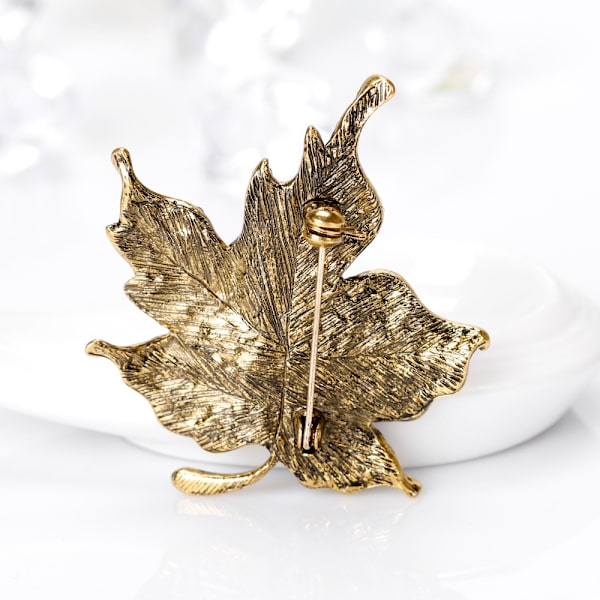 Kvindernes Farve Diamant Rhinestone Ahornblad Brosche Pin