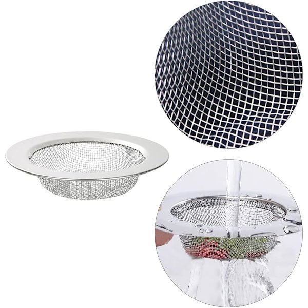2-pack rostfritt stål avloppssil, badrumshårsil, avloppsfilter,