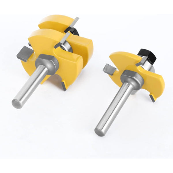 8mm skaft Matched Tongue and Groove Cutter Set 3 tænder T-formet træskærer