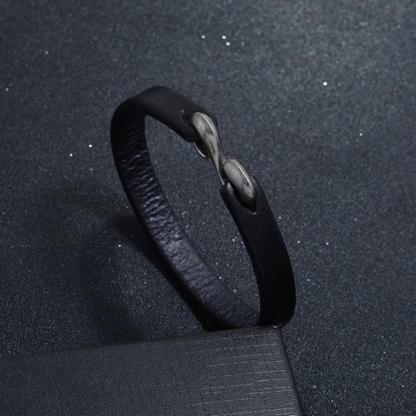 Fashion Simple Alloy Spænde Armbånd Læder Wristhand Armbånd-3pa