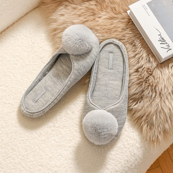 Dame Pom-Pom Dusksko, Slip-on Tøfler Myk Fleece