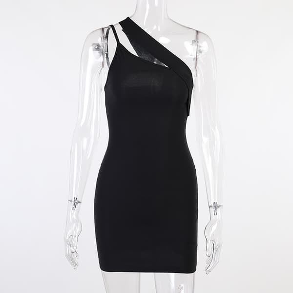 Kvinners One Shoulder Cutout Formell Kjole Spaghetti Stropper Backles
