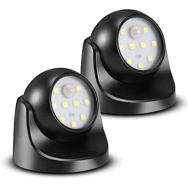 LED-valokeila liikeanturilla, 2 kpl langattomia LED-projektoria, 150 lumenia, irrotettava pallo, 360 asteen kierto ja kallistus