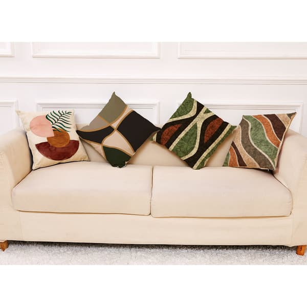 Set med 4 abstrakta linnekuddfodral 45x45cm För soffa, vardagsrum