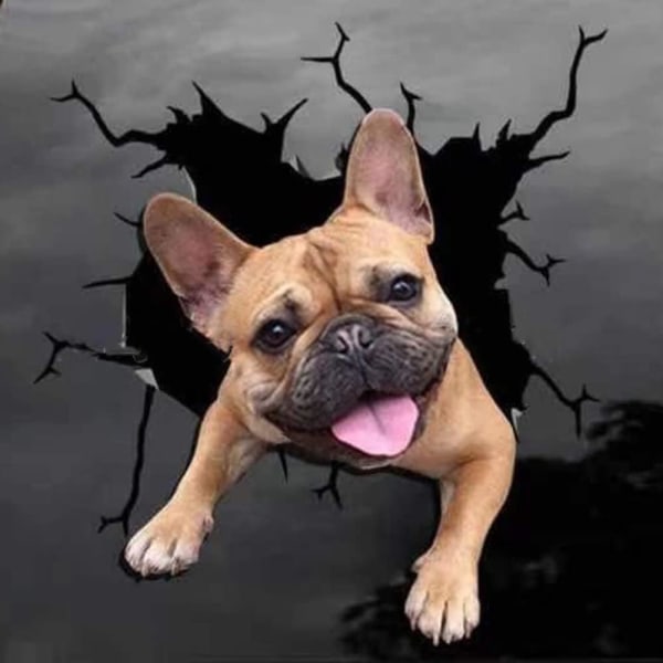 1 stk 3D Dogs Stickers, Funny Crack Dogs Vinyl Car Sticker, Car Wi