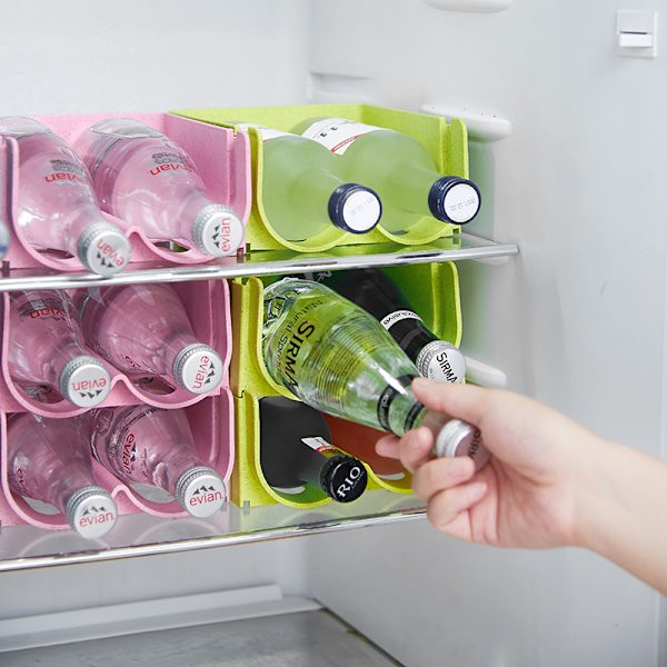 3-pack kylskåpsflaskhållare, stapelbara flaskhållare i plast