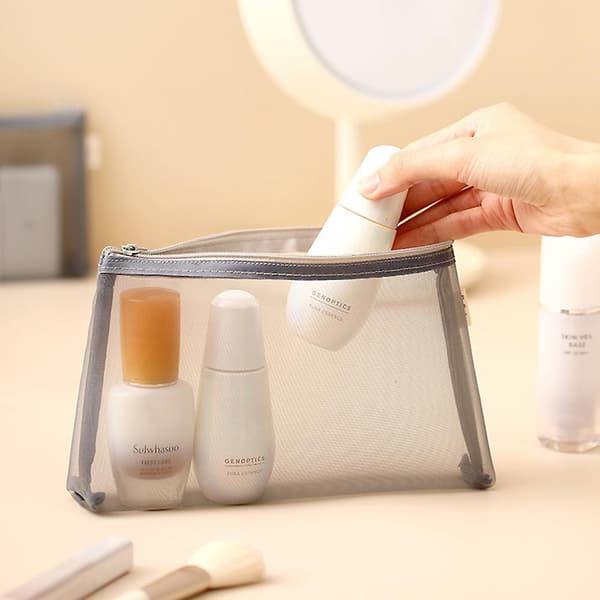 2 stk. Mesh Makeup tasker - Bærbare Makeup tasker med lynlås (S)