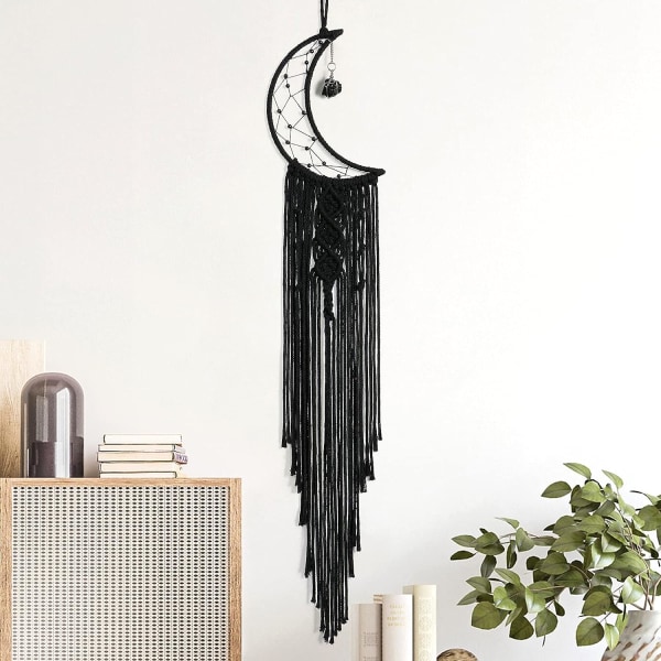 Dream Catcher Black Boho Decor Crystal Stone Moon Dream Catcher B