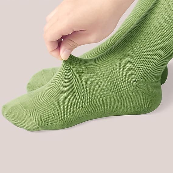 Bomuldsstrømper til dans og ballet, midtlår, tykke og skridsikre