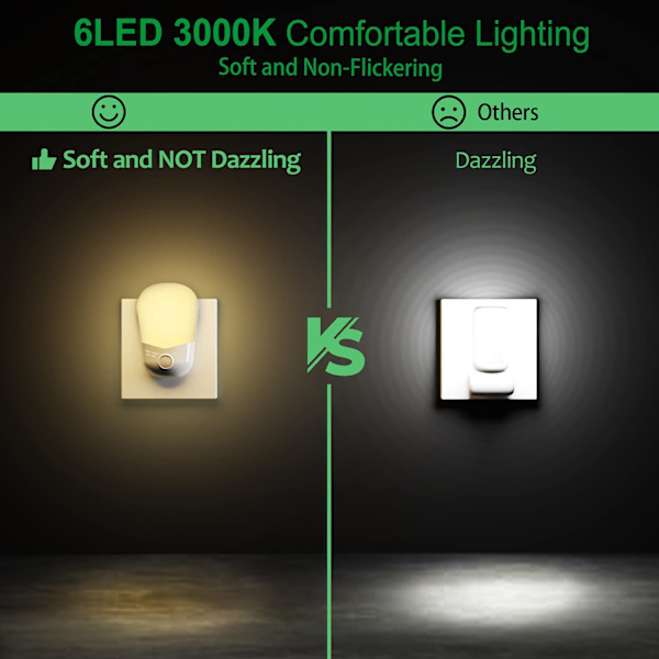 1 stk LED-nattlys, Hepside nattlys Plug-and-Play automatisk
