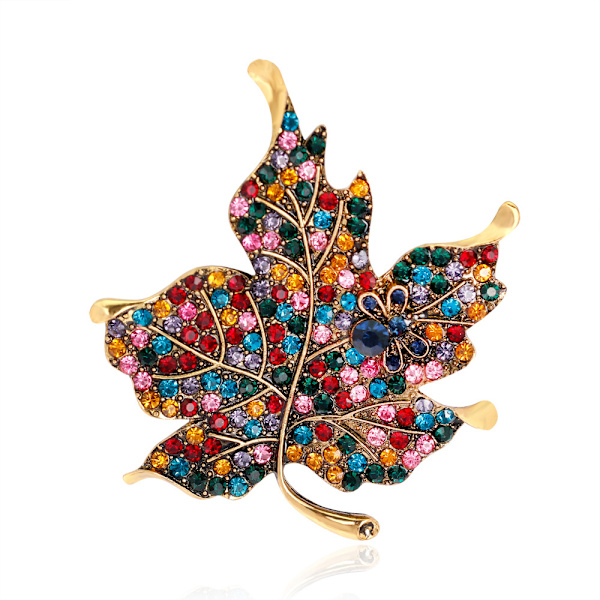 Kvindernes Farve Diamant Rhinestone Ahornblad Brosche Pin