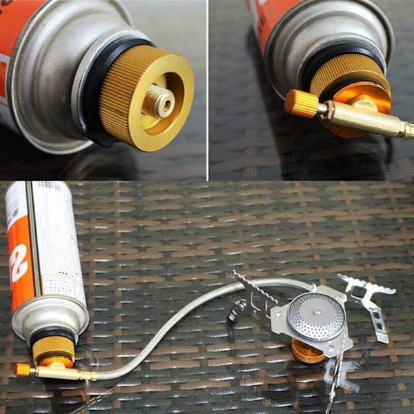 3 stk utendørs gasskomfyr-kontakt, camping gassflaske-adapter gasskonverteringshode adapter dysekontakt gasskomfyr-ventil-adapter