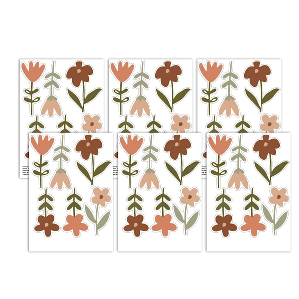 72 st Väggdekaler, Självhäftande Väggdekaler, Klar PVC Väggdekor för Barnrum och Lekrum Renovering, Blommor