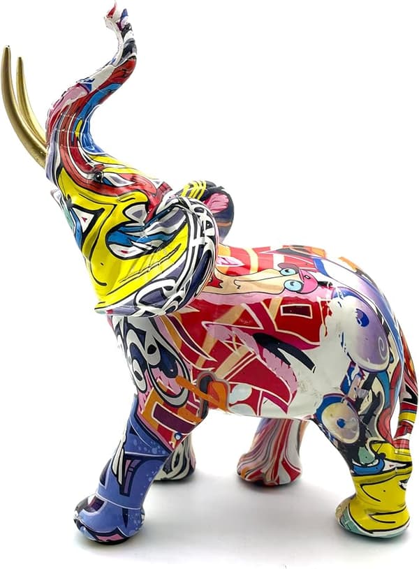 Färgglad konst elefant staty skulptur figurin samlarobjekt present