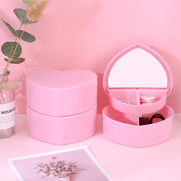 Hjärtformad smyckeskrin rosa