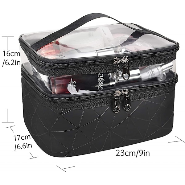 Makeupväskor Dubbla Lager Resekosmetiska Väskor Makeup Organizer Toalettväska B