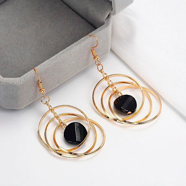 Guld Triple Circle Hoop Drop Örhängen