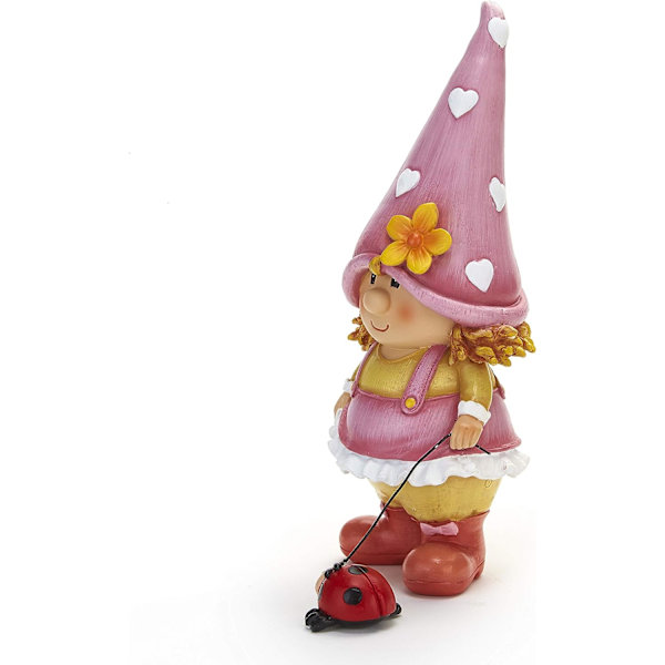 Havegnomen Havepynt med Mariehøne i snor 8cm*5cm*2