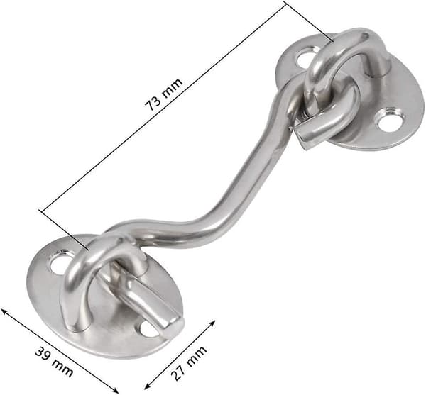 Dørkrok, 4 stk hyttekrok låser og bolter, 3 tommer/rustfritt stål