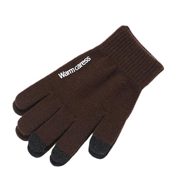 1 par vinter anti-skid varme touch screen fuld finger strikkede unisex handsker